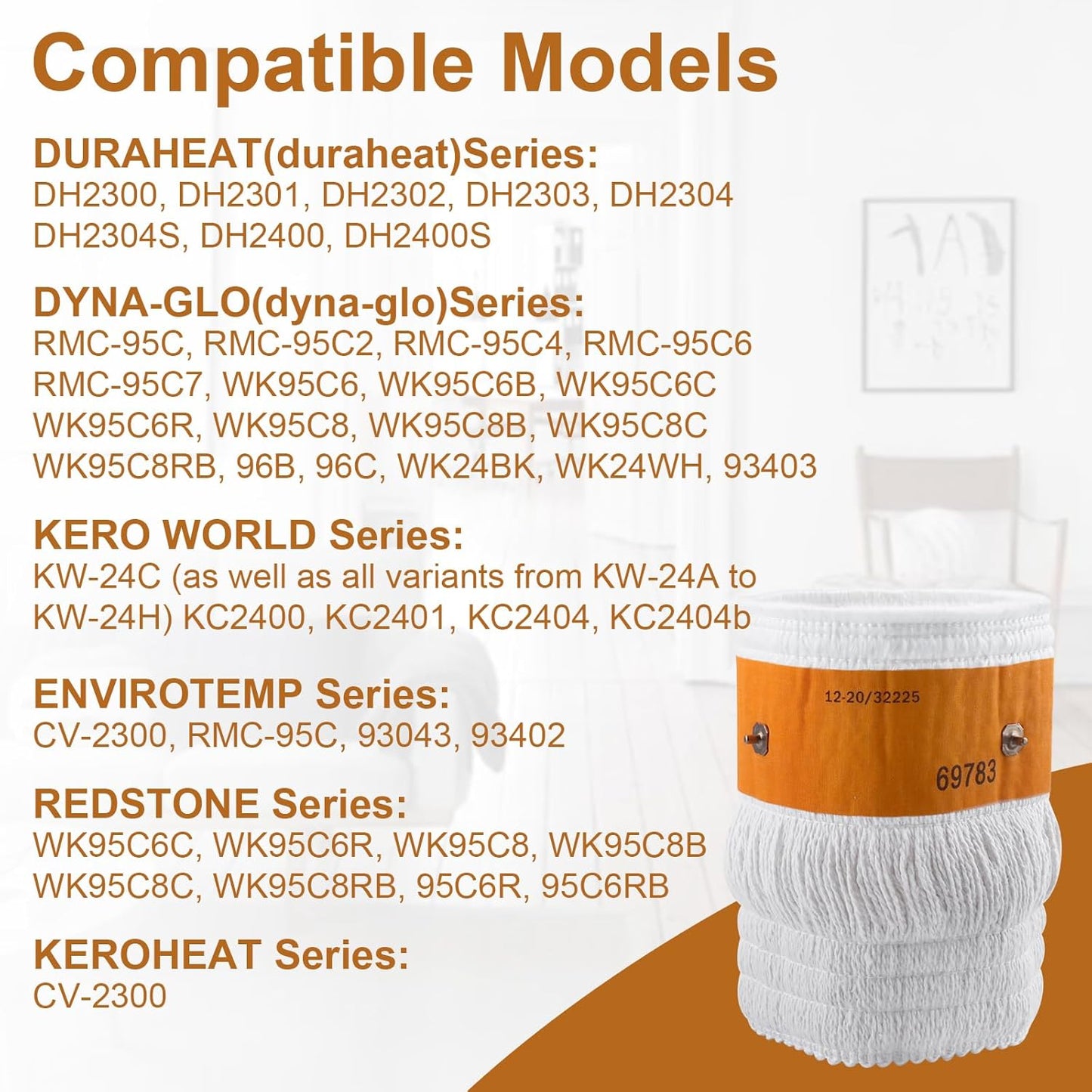 32225 Kerosene Wicks for Kero World KW-24C DuraHeat DH-2300 Dyna-GLO CV-2300&RMC-95C Envirotemp CV-2300 Keroheat CV-2300，Kerosene Heater Replacement Wicks