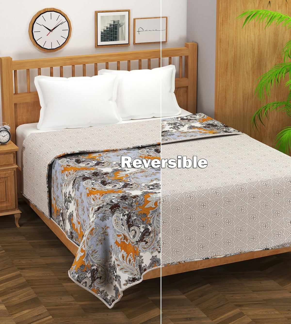 Diwali Gift ₹299 | Reversible Double Bed Cotton Blanket At Factory Rate