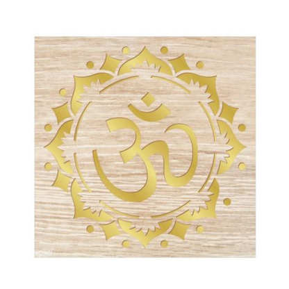 OM Wall Decorative/Decor Showpiece for Home, Office, Divinity Room, Puja Room | OM Golden Acrylic Mirror Sheet and Pinewood Lasercut Wall Decor (16X16 Inch, 1Pcs)