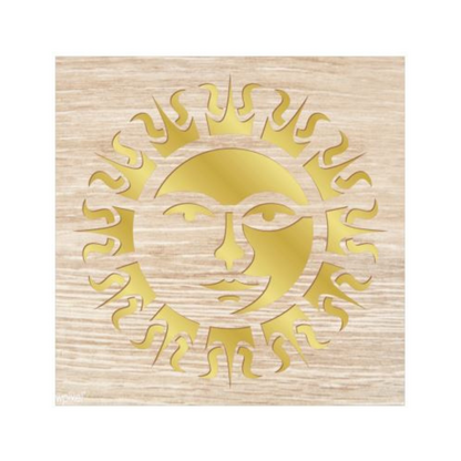 Sun Design Golden Acrylic Mirror Sheet and Pinewood Lasercut Wall Decor for Divinity room/Living Room/Bedroom/Office/Home Wall (16X16 Inch, 1pcs)
