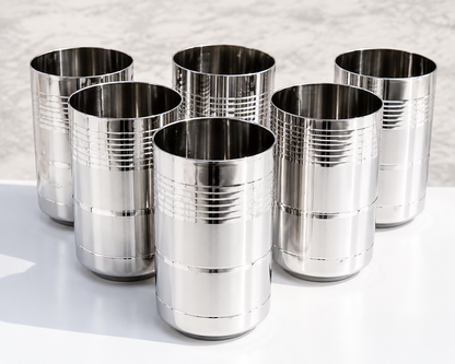 Buy 6 Piece Stainless Steel Glass Set Online | Utility Gift @ ₹35/- Per Piece | All India Delivery