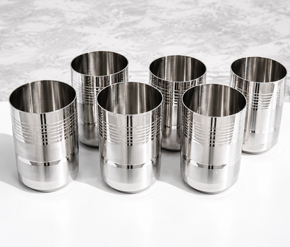 Buy 6 Piece Stainless Steel Glass Set Online | Utility Gift @ ₹35/- Per Piece | All India Delivery