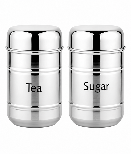 Stainless Steel 2 Pieces Sugar Tea Container Set Best For Diwali Gift, 750 ml