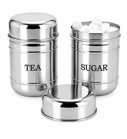 Stainless Steel 2 Pieces Sugar Tea Container Set Best For Diwali Gift, 750 ml