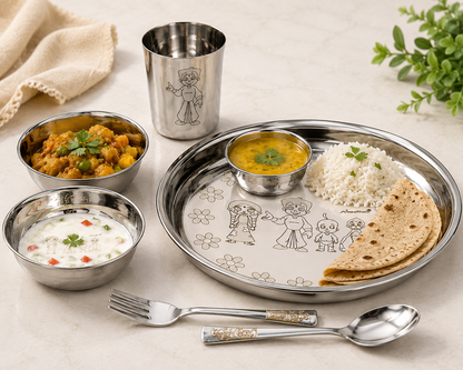 Buy 6 Pcs Stainless Steel Dinner Set Online | Utility Gift  ₹191/- Per Set | All India Delivery