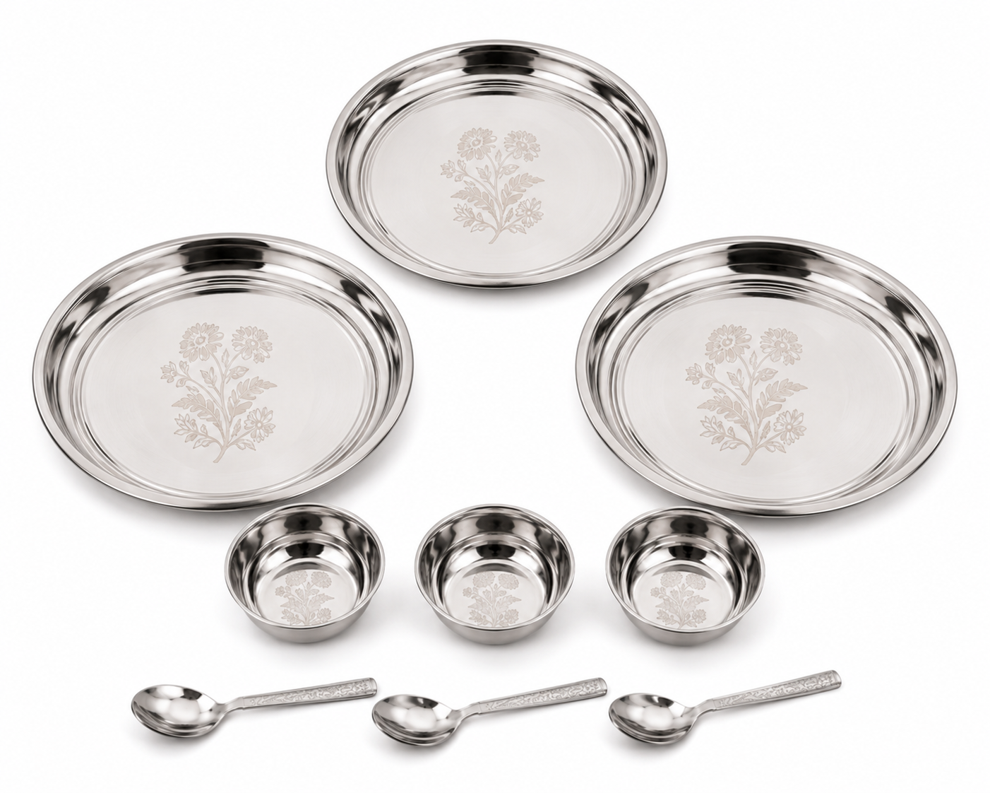 Buy 9 Pcs Stainless Steel Dinner Set Online | Utility Gift  ₹291/- Per Set | All India Delivery