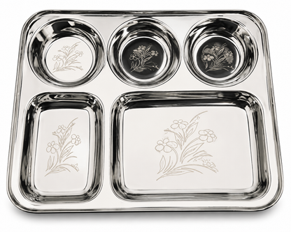 Buy Stainless Steel 5 in 1 Bhojan Thali Online | Utility Gift  Donation Thali ₹91/- Per Piece | All India Delivery