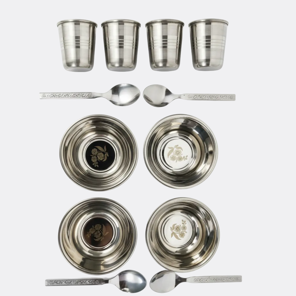 Diwali Gift @₹169/- | 4 Steel Bowls + 4 Glasses + Spoons | Free Delivery
