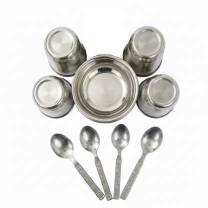 Diwali Gift @₹169/- | 4 Steel Bowls + 4 Glasses + Spoons | Free Delivery