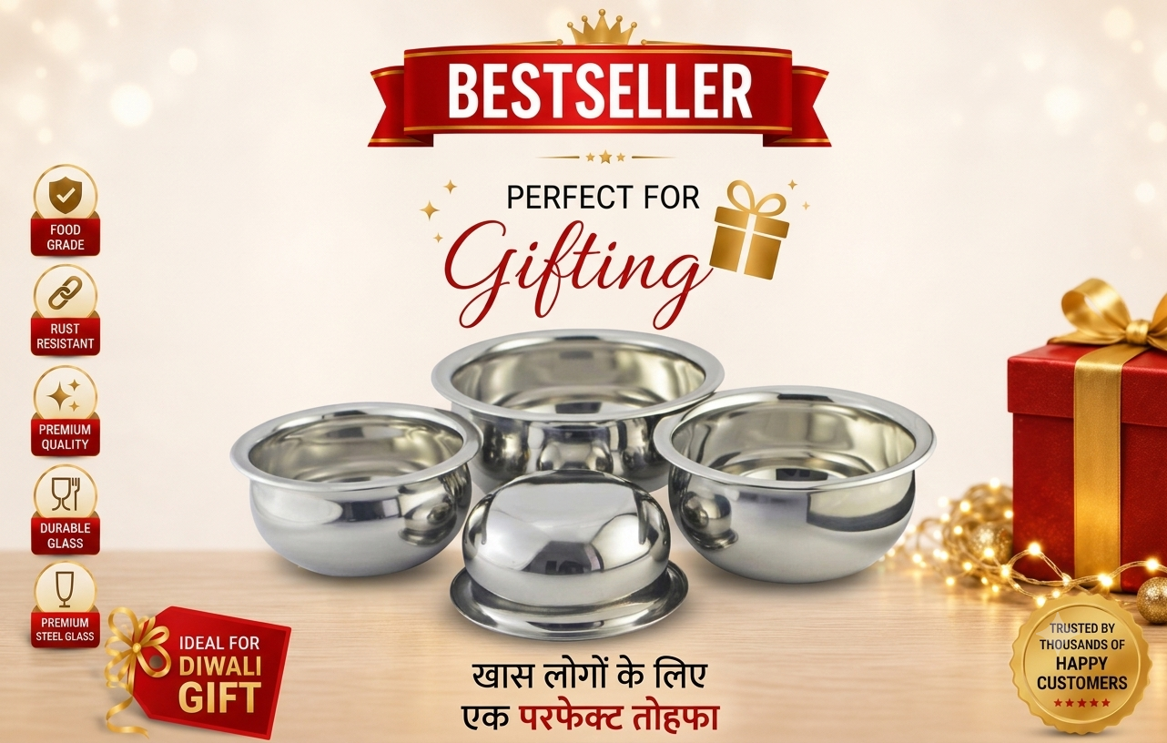 Buy Stainless Steel Serving Bowl Online | Utility Gift  ₹91/- Per Piece | All India Delivery