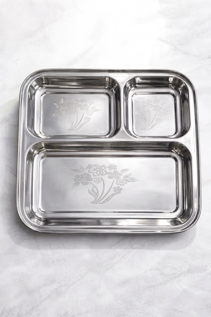 Buy Stainless Steel 4 in 1 Bhojan Thali Online | Utility Gift  Donation Thali ₹91/- Per Piece | All India Delivery