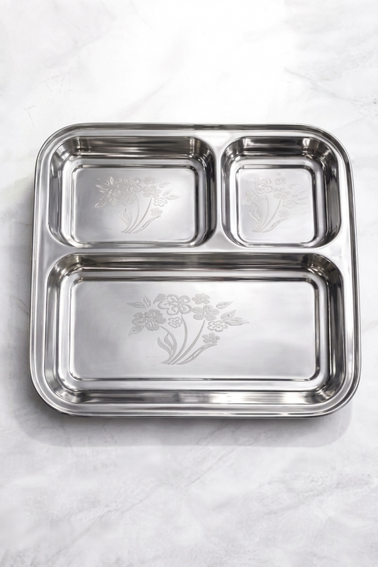 Buy Stainless Steel 4 in 1 Bhojan Thali Online | Utility Gift  Donation Thali ₹91/- Per Piece | All India Delivery