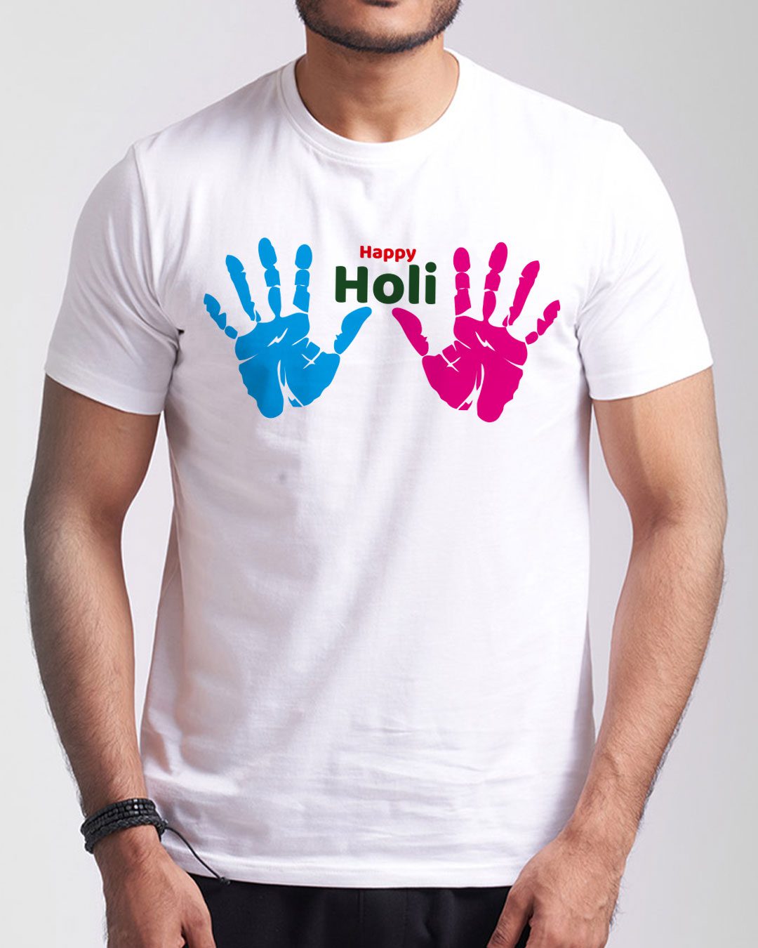 Holi T-Shirt Splash Color At Factory Price | Unisex Holi Tshirt | Round Neck Holi T shirt | Large (Design May Vary)
