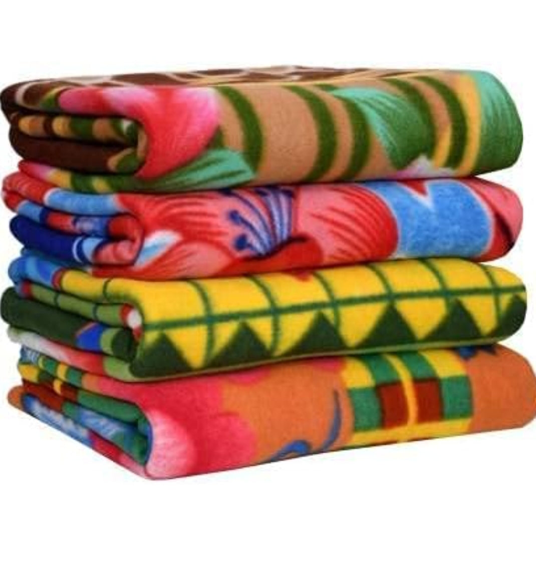 Floral Fleece Blanket, Single Bed Size- Pack of 3 (Polyester, Multicolor)