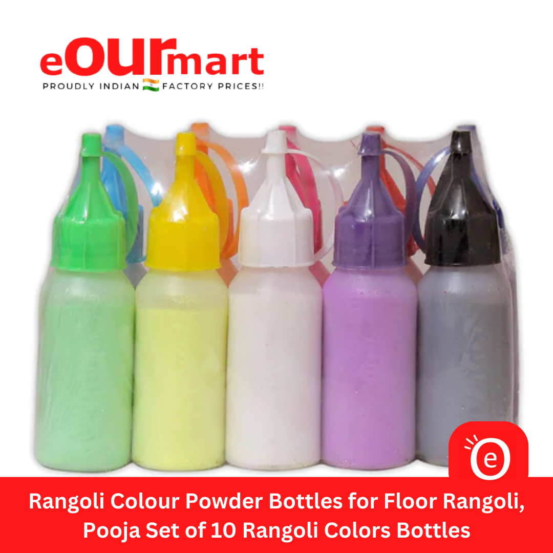 Rangoli Colour Powder Bottles 10 Colours moq 50 Set @ ₹ 70 Plastic Squeeze Bottles (10pcs, 80g Each)