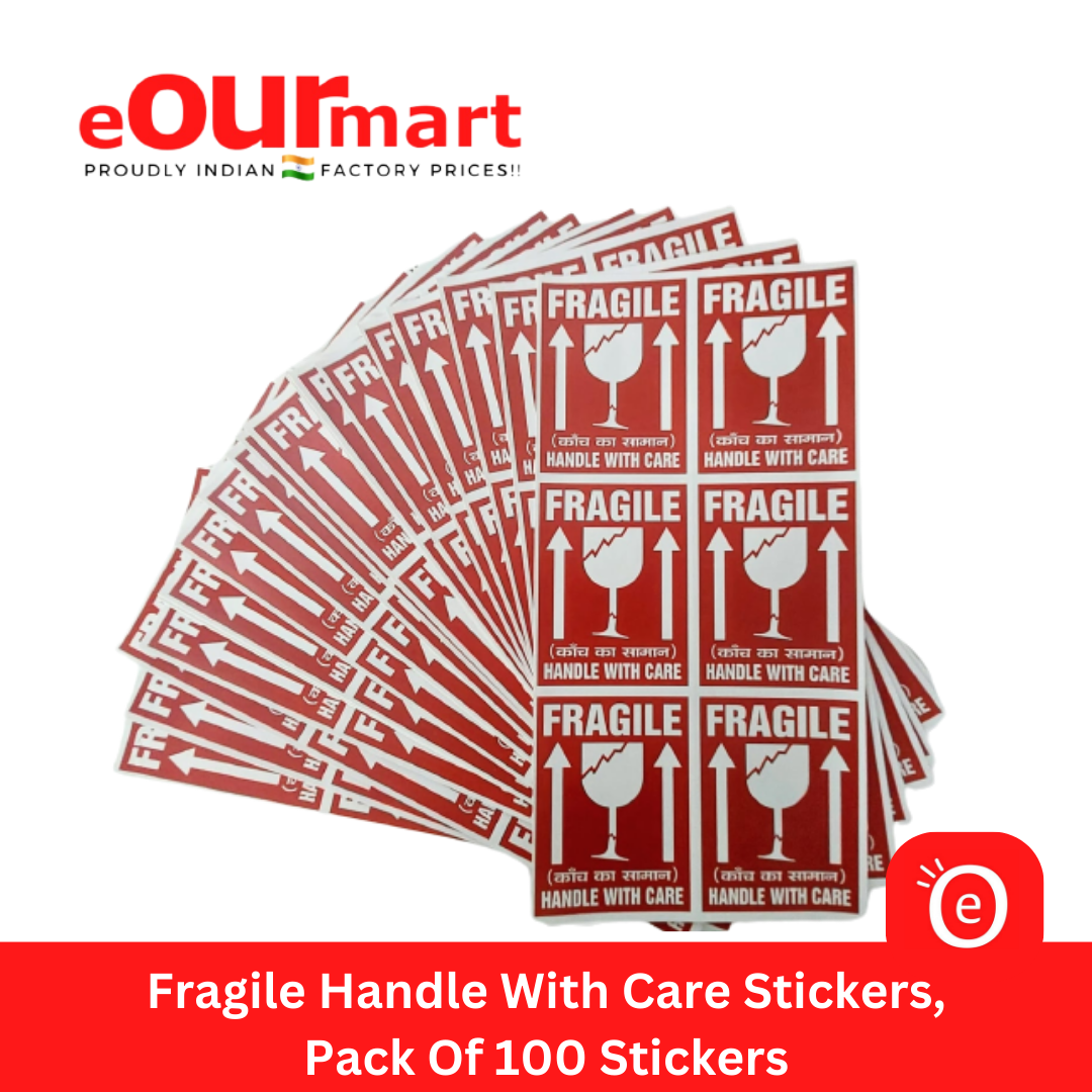 Fragile Handle with Care Self Adhesive Packing Sticker (3X4 Inch, 100Pcs)