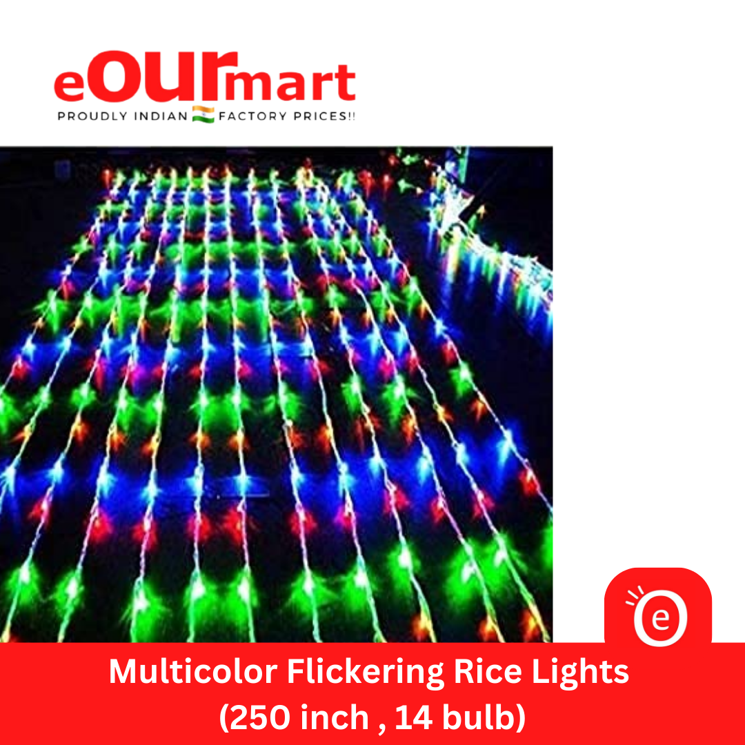 Rice String Decorative Light for Diwali and Other Festivals Multicolor Flickering Lights (250 Inch, 14 Bulb)