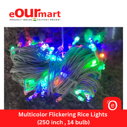 Rice String Decorative Light for Diwali and Other Festivals Multicolor Flickering Lights (250 Inch, 14 Bulb)