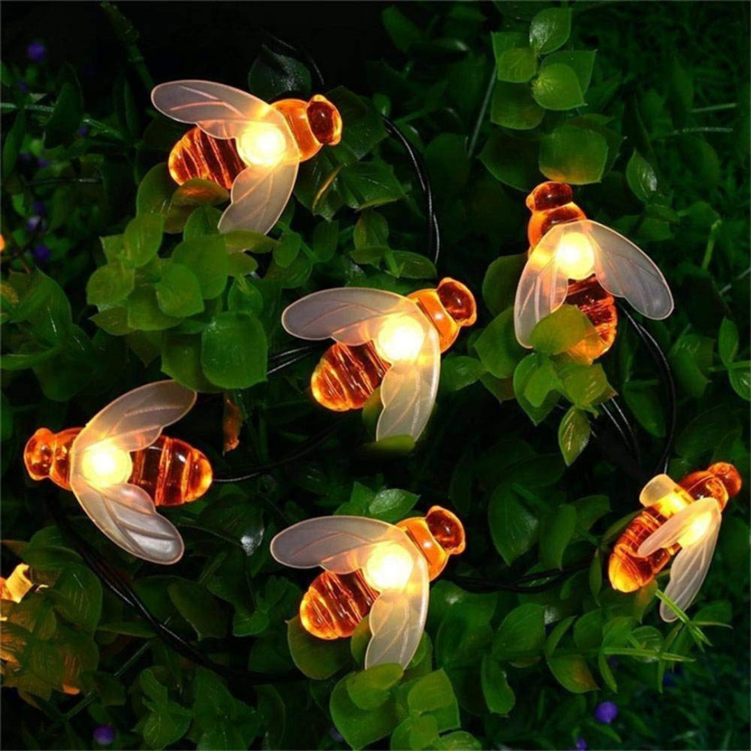 Plastic Honey Bee String Lights For Indoor Outdoor Decoration (14 Bulb, 150 Inch, Warm White)