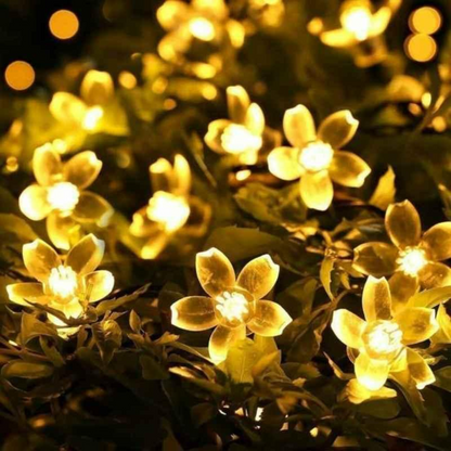 Silicon Fairy Flower LED String Light For Indoor Outdoor Decoration (14 Bulb, 230 Inch, Warm White)