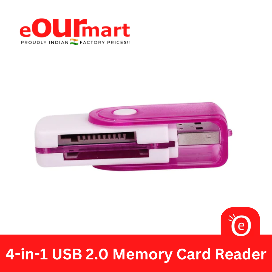 4-in-1 USB 2.0 Memory Card Reader (1 Pcs, Color May Vary)