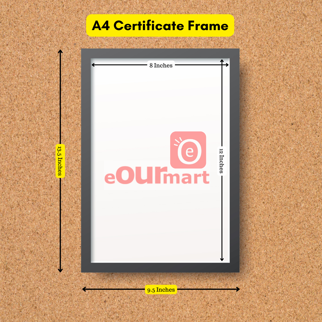 A4 Certificate Frame Wholesale @ ₹69 With Flexi Plastic Glass MOQ 100 Units | 8x12 Inch Photo Frame Black, Synthetic Wood Moulding