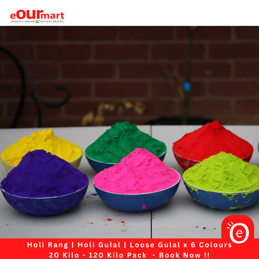 Holi Rang | Holi Gulal | Loose Gulal x 6 Colours x 20 Kilo - 120 Kilo Pack  - Book Now !!