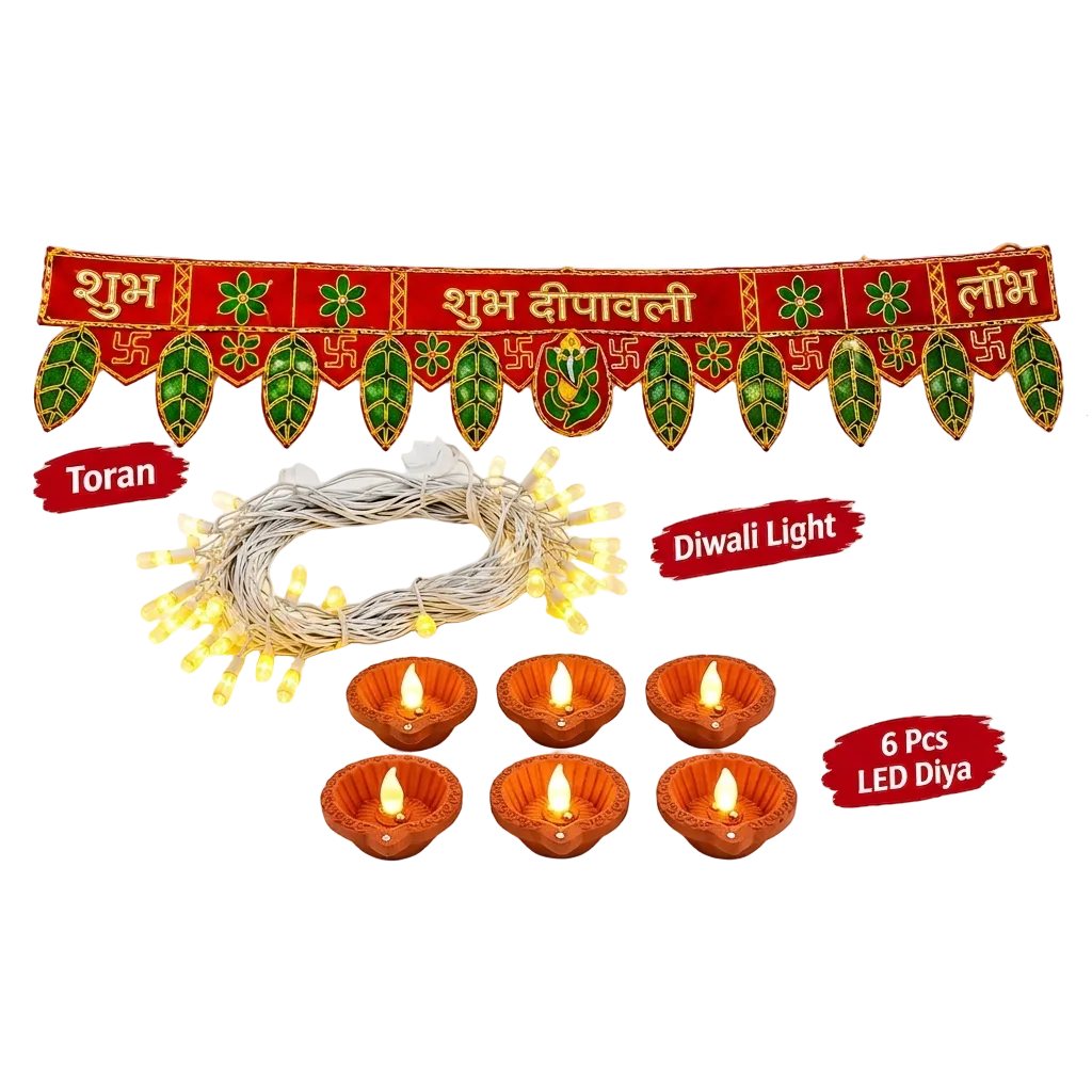  Toran + Diwali Light + 6 Pcs LED Diya