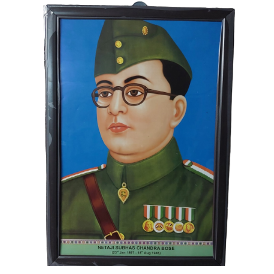 Netaji Subhash Chandra Bose Photo with Frame (12x18 Inch) Frame Colour May Vary