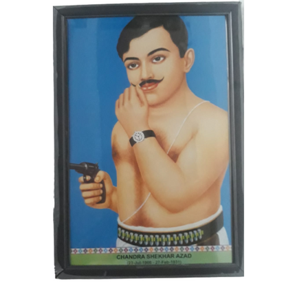 Chandra Shekhar Azad Photo with Frame (12x18 Inch) Frame Colour May Vary