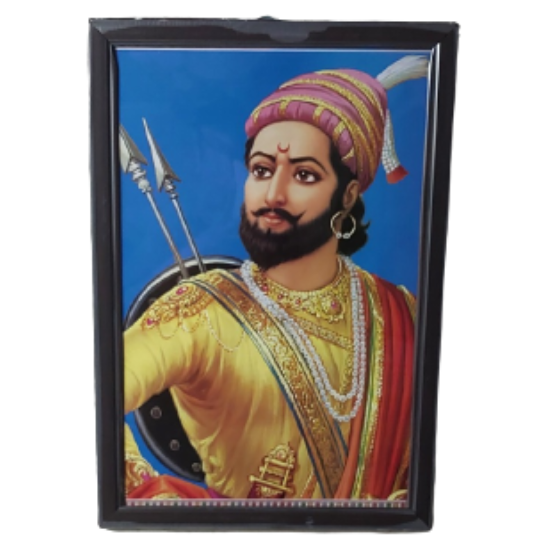 Chhatrapati Shivaji Photo with Frame (12x18 Inch) Frame Colour May Vary