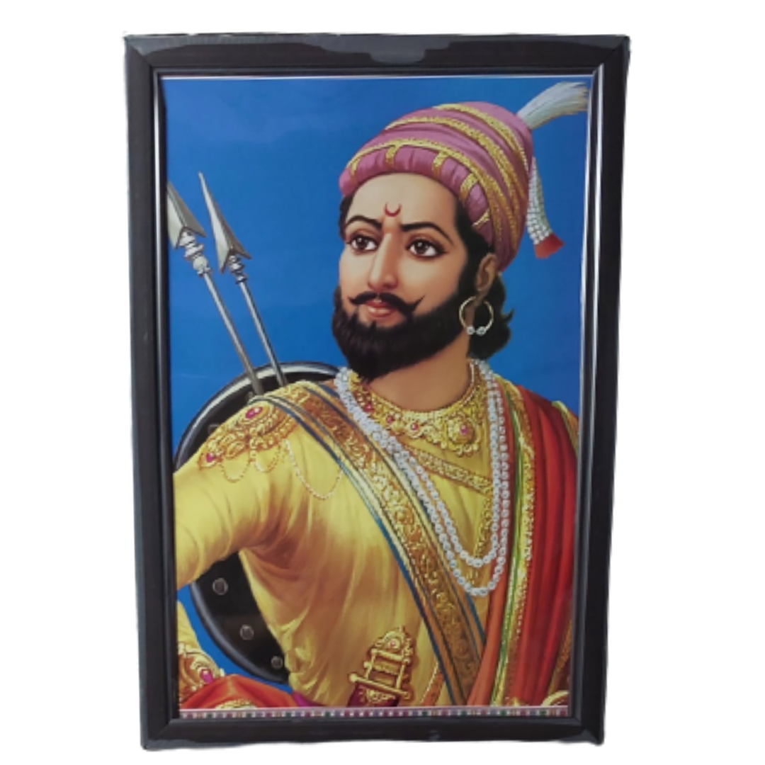 Chhatrapati Shivaji Photo with Frame (12x18 Inch) Frame Colour May Vary