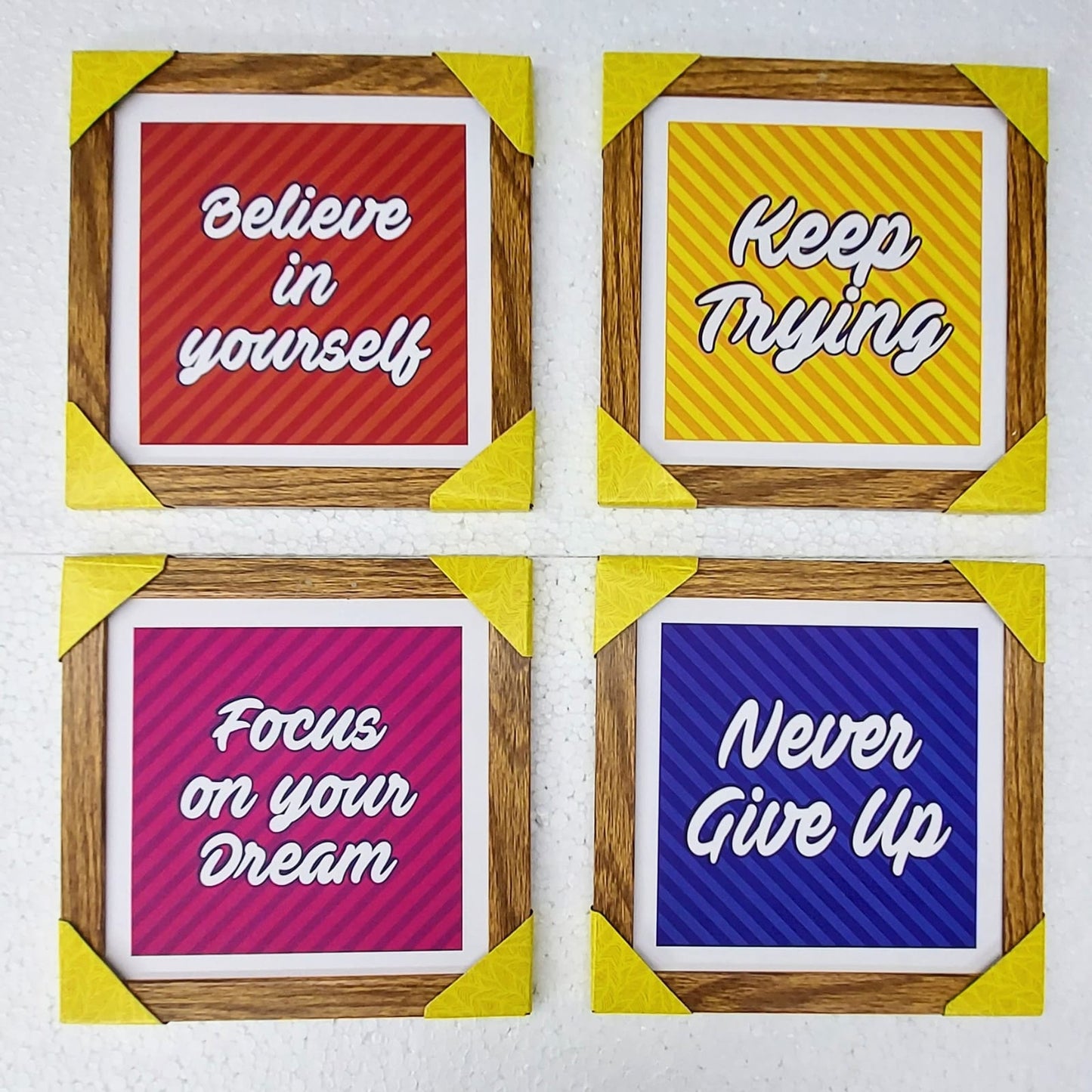 Motivational Quotes Frames | Inspirtional Wall Posters  (8X8 Inch, Set of 4 Pcs)