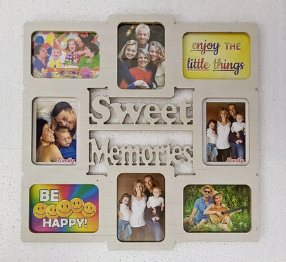 Wooden Wall Collage Photo Frame for Sweet Memories | Rectangular Collage set of Photo Frames (22X21 Inch, 8 Photo, 1Pcs)