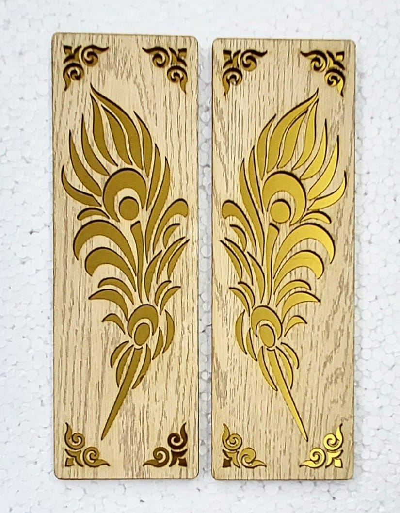 Pinewood Wall Decor with Laser cutting Golden Effect for Home and Office Decor (3 Pcs Set, 16X24 Inch)