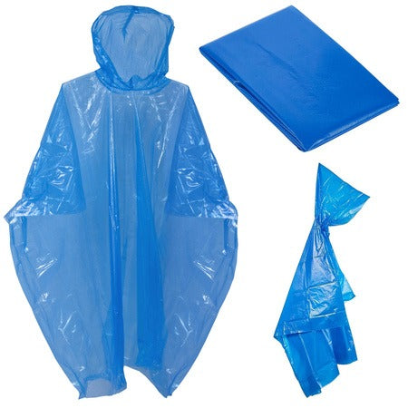 Raincard Adult Disposable Emergency Raincoat Ponchos – 4 Pack, Waterproof, Unisex, Blue/Yellow/Pink
