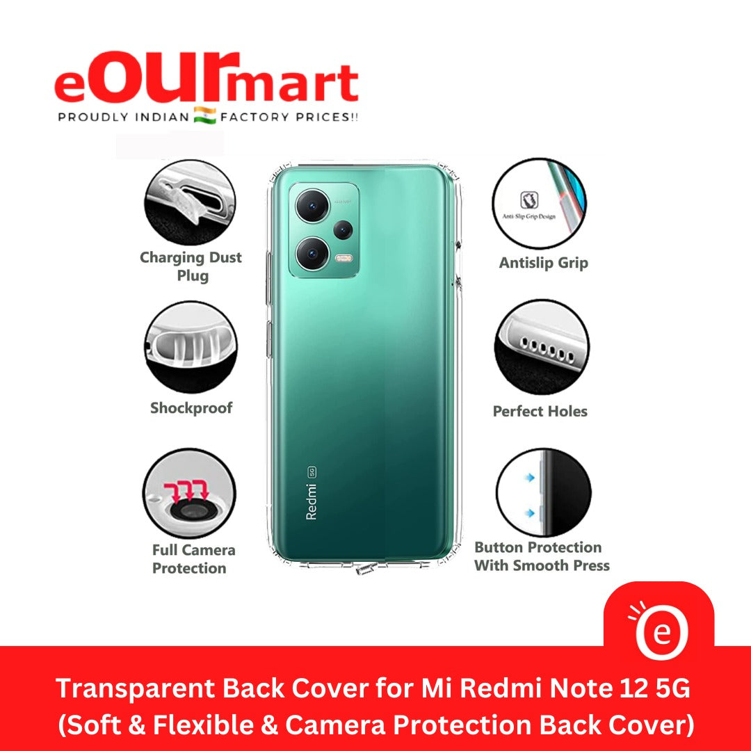 Mobile Back Cover for Mi Redmi Note 12 5G ( Flexible | Silicone | Transparent )