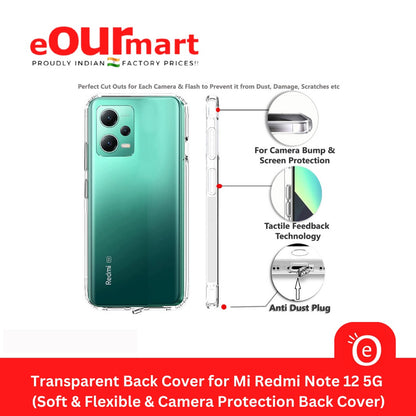 Mobile Back Cover for Mi Redmi Note 12 5G ( Flexible | Silicone | Transparent )