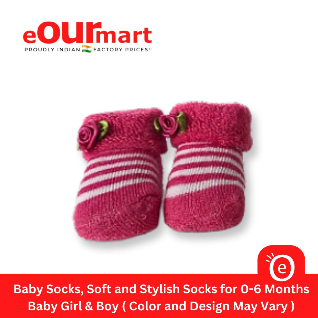 Baby Socks, Soft and Stylish Socks for 0-6 Months Baby Girl & Boy ( Color and Design May Vary )