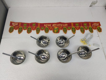 Diwali Hamper Gift Set Under 199/- | Toran + Steel Katori + Spoon + Diwali Light