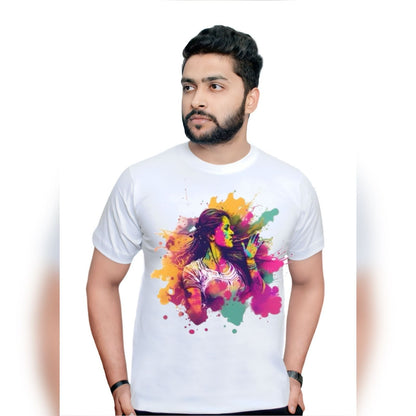 Holi T-Shirt Special Color Splash | Premium Holi Tshirt At Factory Price | Unisex Round Neck Holi T shirt | Large Size (Design May Vary)