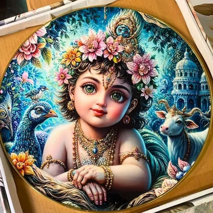 Golden MDF 12x12 Bubble Crystal Frame, For Diwali Gift, Size - 12x12 Inch , Mix Design