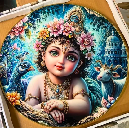 Golden MDF 12x12 Bubble Crystal Frame, For Diwali Gift, Size - 12x12 Inch , Mix Design