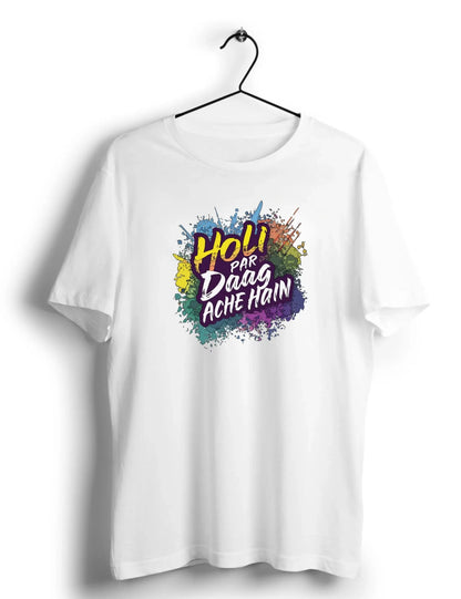 Holi T-Shirt Splash Color At Factory Price | Unisex Holi Tshirt | Round Neck Holi T shirt | Large (Design May Vary)