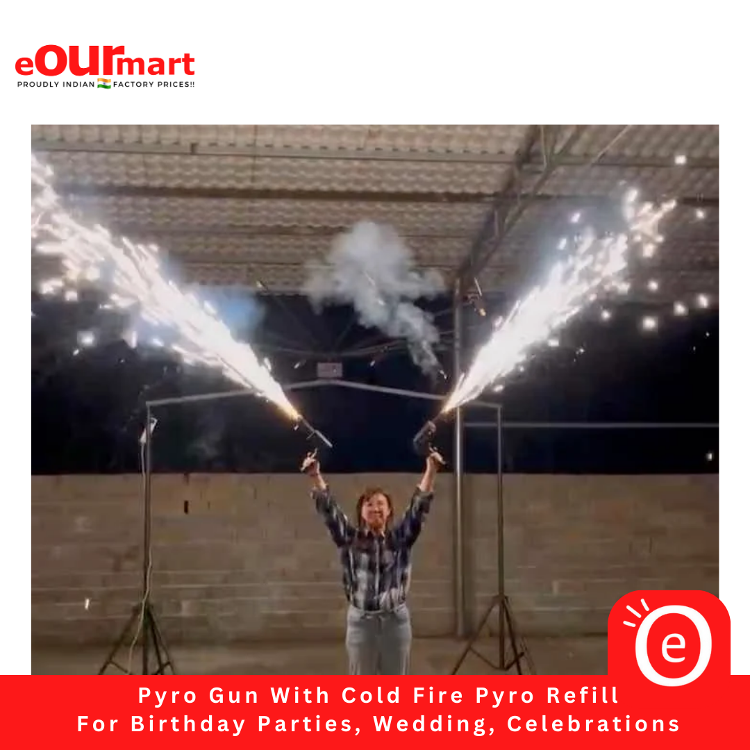Pyro Gun With Cold Fire Pyro Refill For Birthday Parties