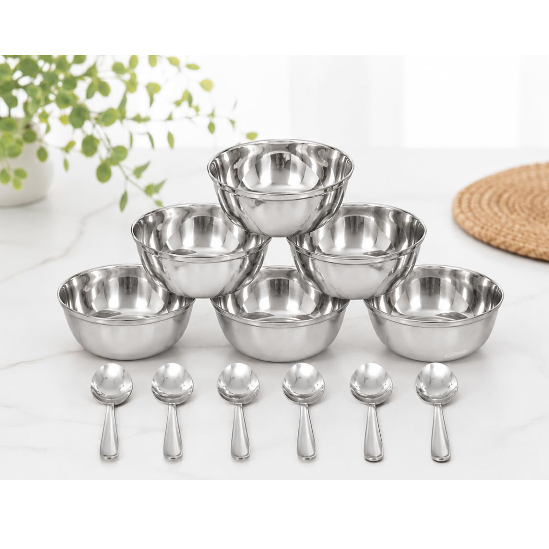 Buy 6 Pcs Stainless Steel Bowl with 6 Spoons Online
