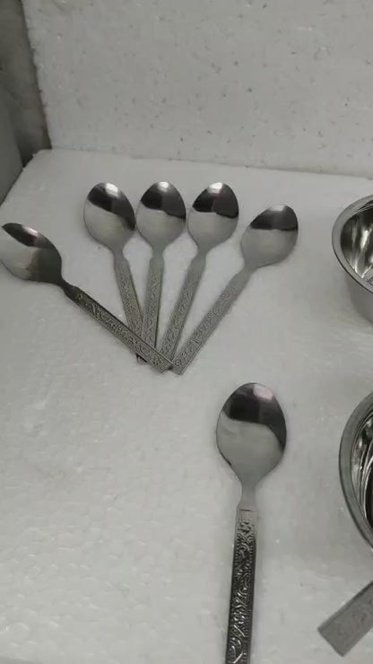 Diwali Gift Box ₹199/- 6 Pcs Steel Bowl & Spoon Set | Lowest Price India