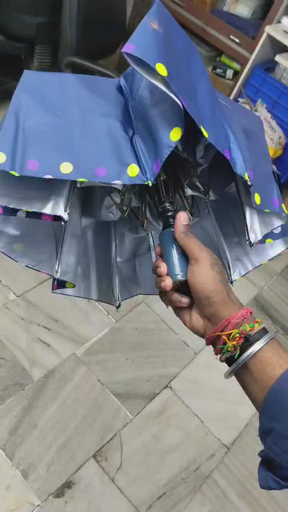 Buy Online Umbrella 3 Fold, Auto Open Dot Border @199.90/- Factory Price , All India Delivery