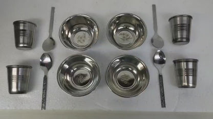 Diwali Gift @₹169/- | 4 Steel Bowls + 4 Glasses + Spoons | Free Delivery