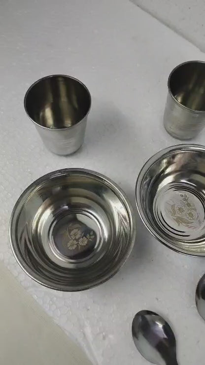Diwali Gift Box Under ₹249/- Stainless Steel Bowl, Glasses, Spoons